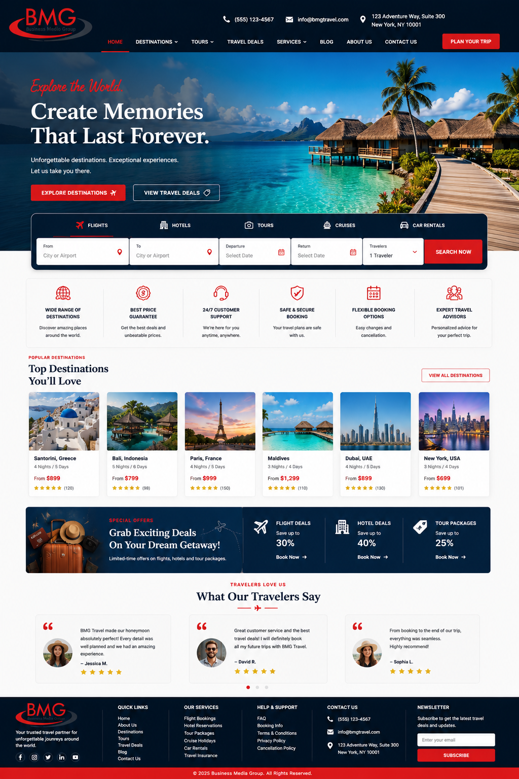 Travel landing page sample