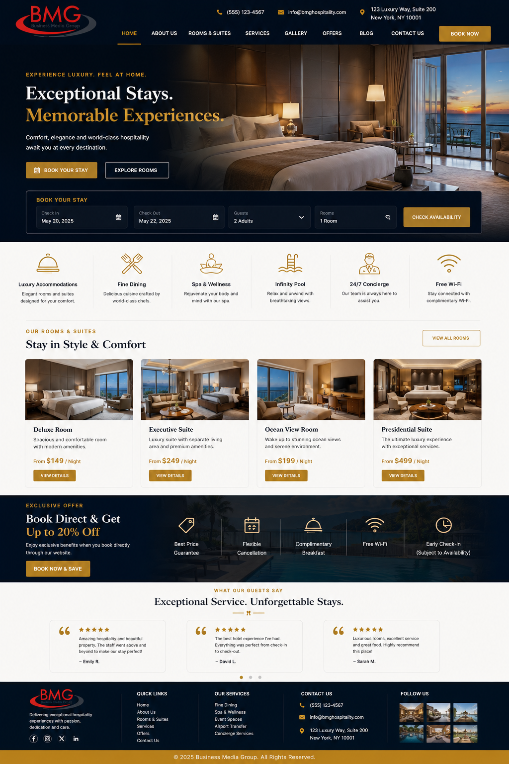Hospitality landing page sample